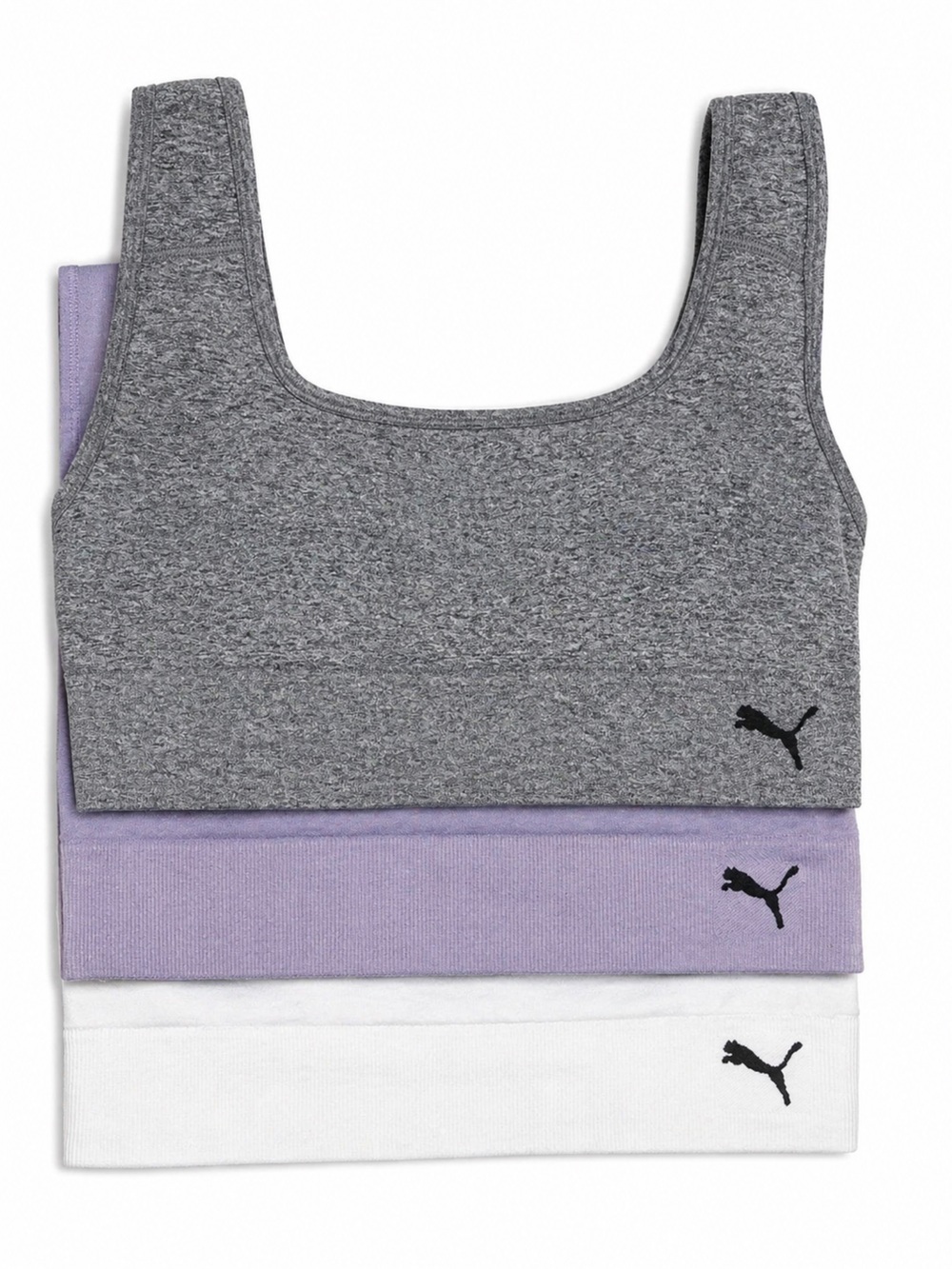 Puma Women's Grey, Lavender & White Sports Bra 3-Pack